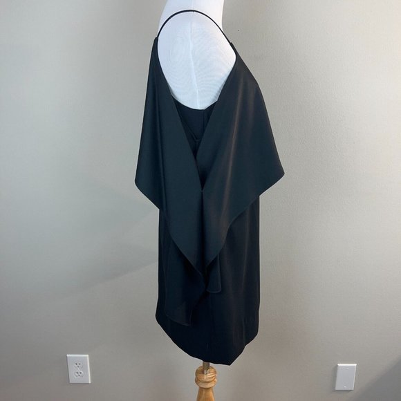 TRINA TURK Dress 4 Black Cold Shoulder Flutter Sleeve Flounce Cocktail Sheath - Picture 4 of 13